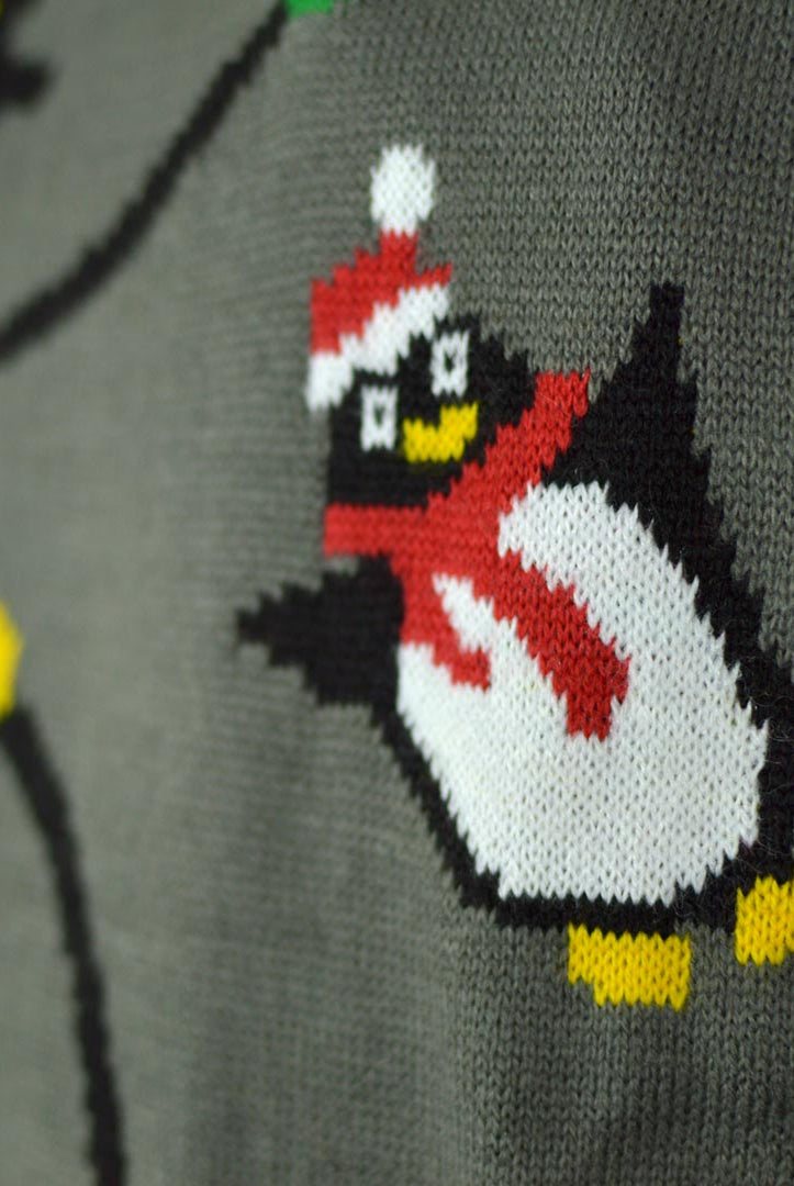 Camisola de Natal para Homem Luzes LED com Pinguins