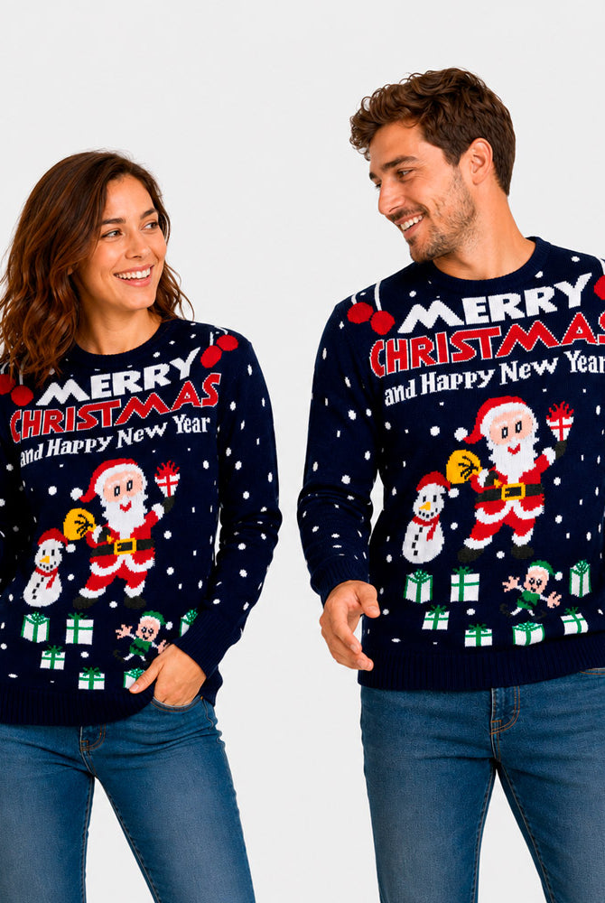 Camisola de Natal Homem Merry Christmas and Happy New Year Casal