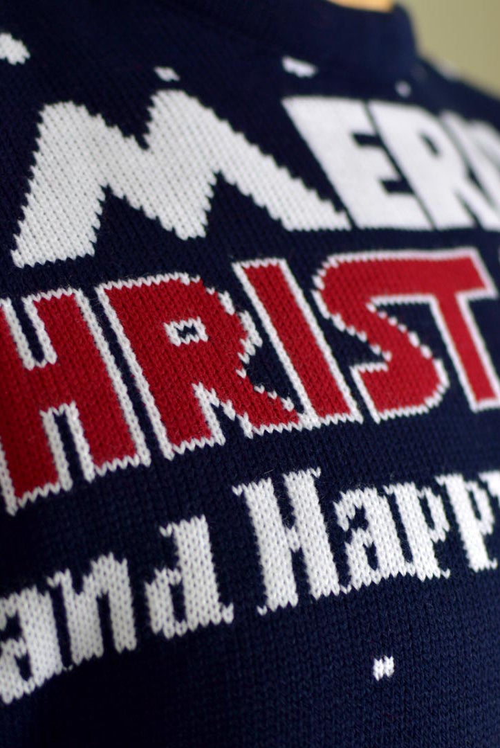 Camisola de Natal para Homem Merry Christmas and Happy New Year detalhe