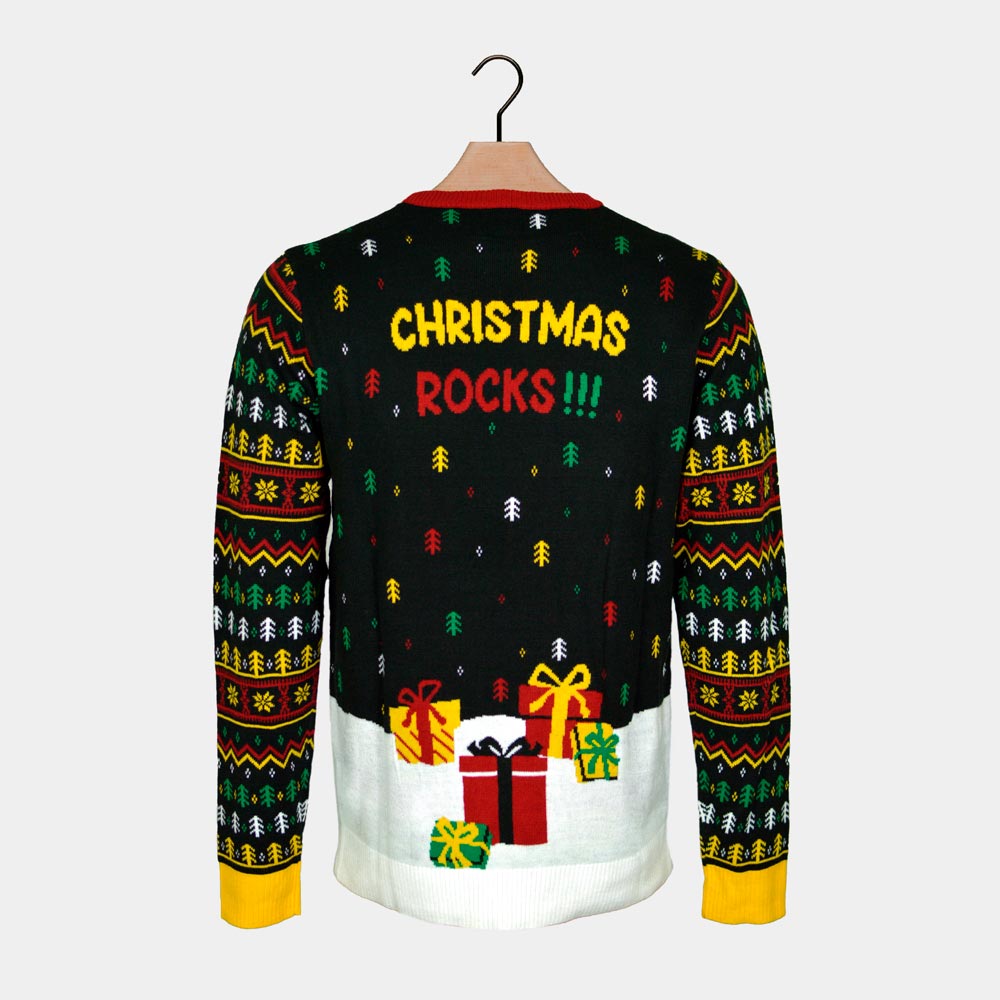 Luzes LED Camisola de Natal para Homem Pai Natal Rocker