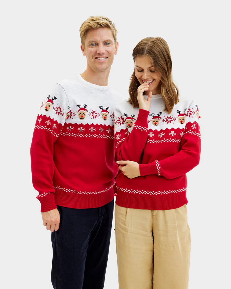 Camisola de Natal para Homem com Rena Adorável Casal