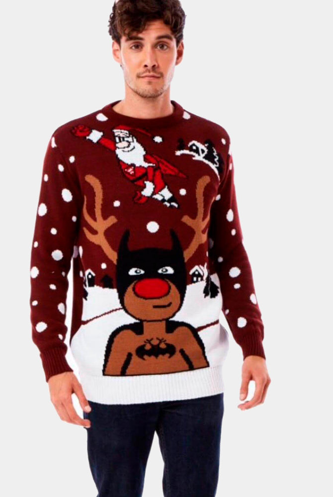 Camisola de Natal para Homem Rena Batman Pai Natal Superman