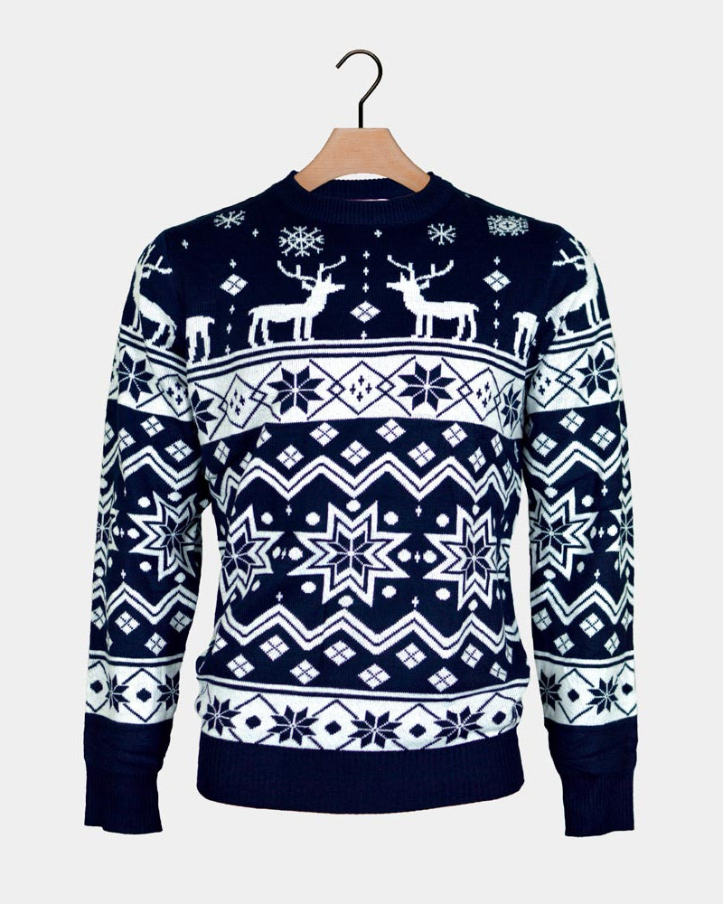 Camisola de Natal para Homem Renas e Estrelas Azul Nordic