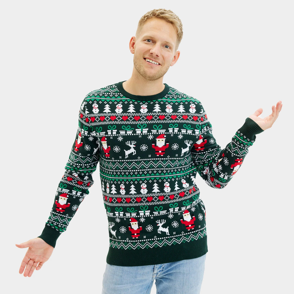 Camisola de Natal para Homem Verde em Algodão Orgânico Jolly Christmas