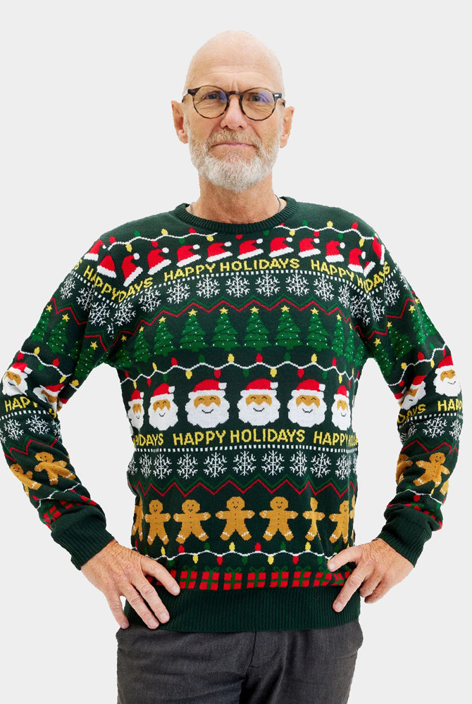 Camisola de Natal para Homem Verde Happy Holidays