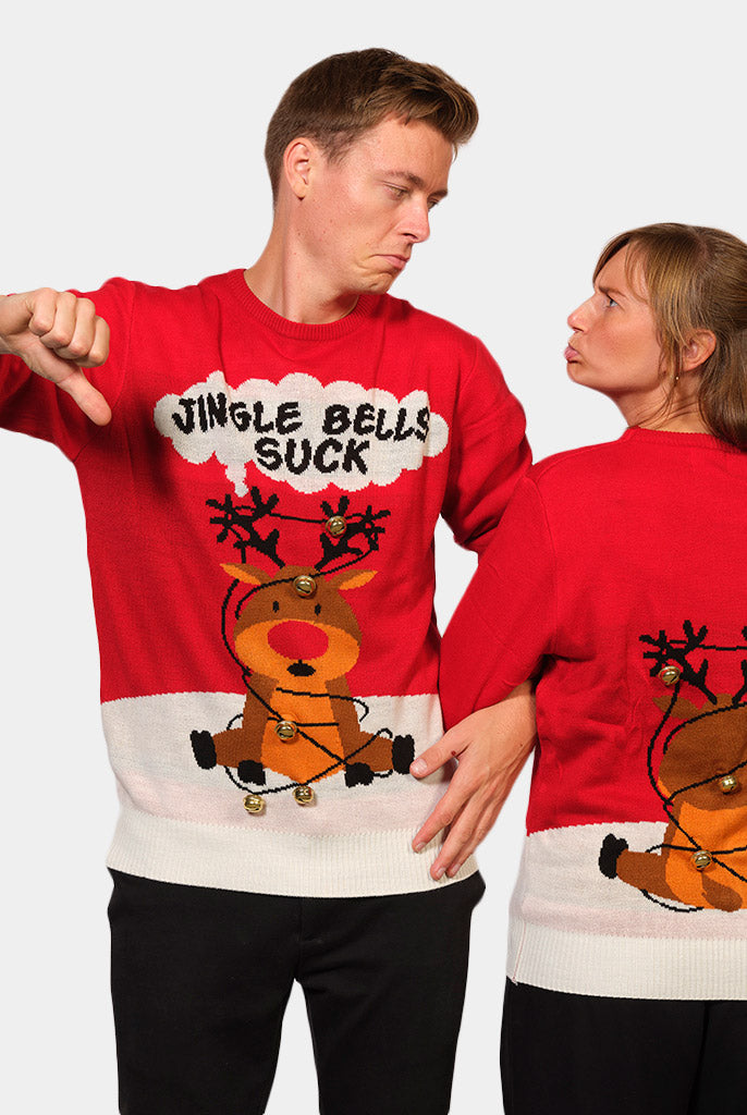 Camisola de Natal para Homem Vermelha Jingle Bells Suck mulher