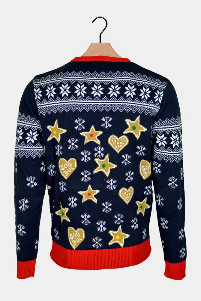 Luzes LED Casa Gingerbread Camisola de Natal para Casal