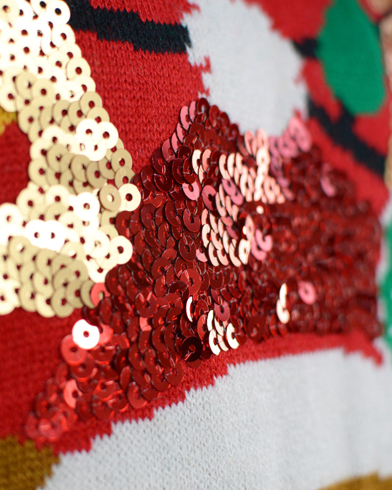 Camisola de Natal Luzes LED Casal Rena Brilhante detalhe Lantejoulas