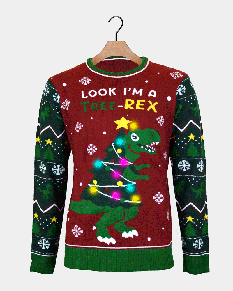 Camisola de Natal com Luzes LED Christmas Tree-Rex