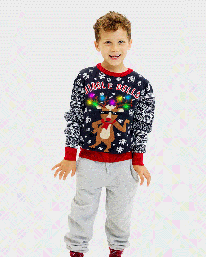 Camisola de Natal Luzes LED Menino Jingle Bells