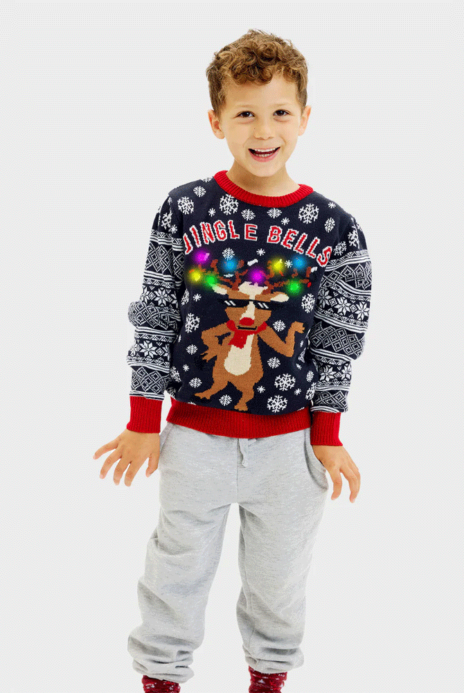 Camisola de Natal Luzes LED Menino Jingle Bells