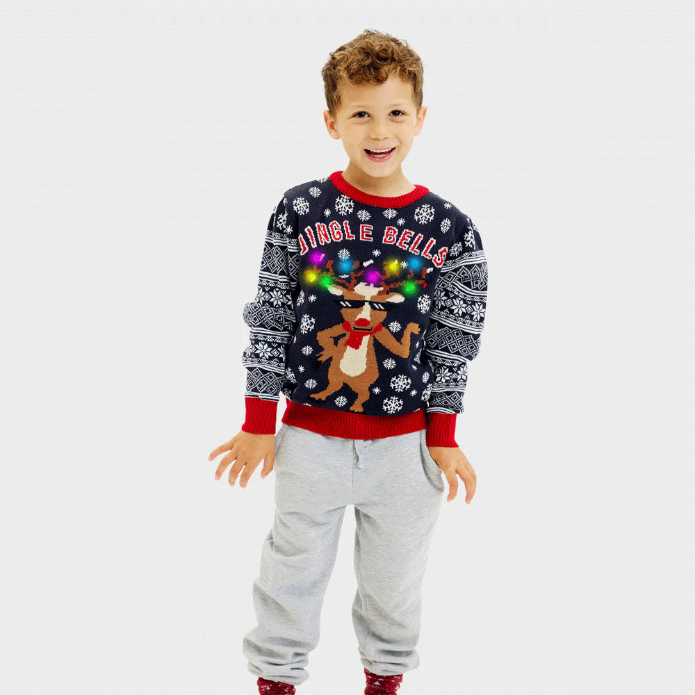 Camisola de Natal Luzes LED Menino Jingle Bells