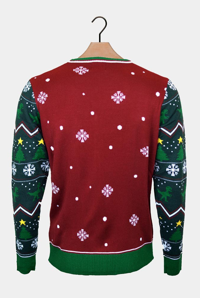 Camisola de Natal com Luzes LED para Família Christmas Tree-Rex costas
