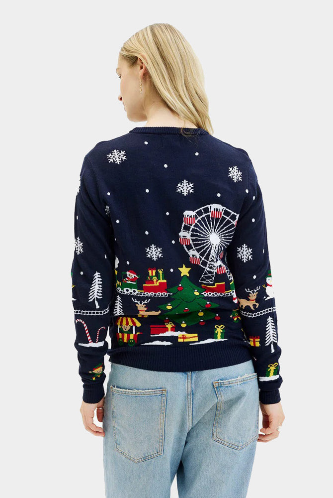 Camisola de Natal Luzes LED Feira de Natal Mulher