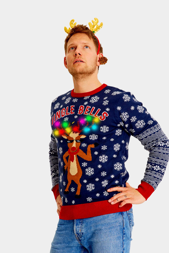 Camisola de Natal com Luzes LED Jingle Bells para homem