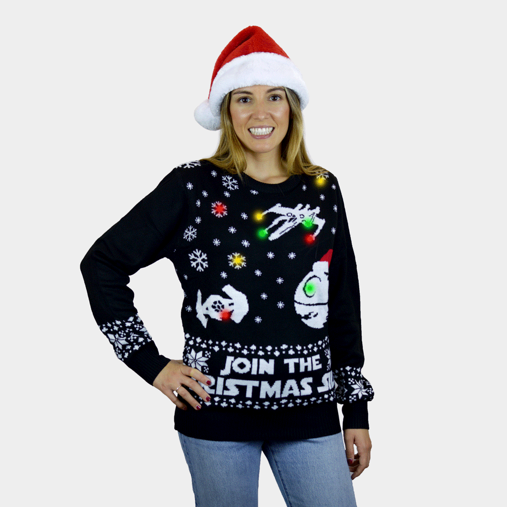 Camisola de Natal com Luzes LED Join the Christmas Side Mulher