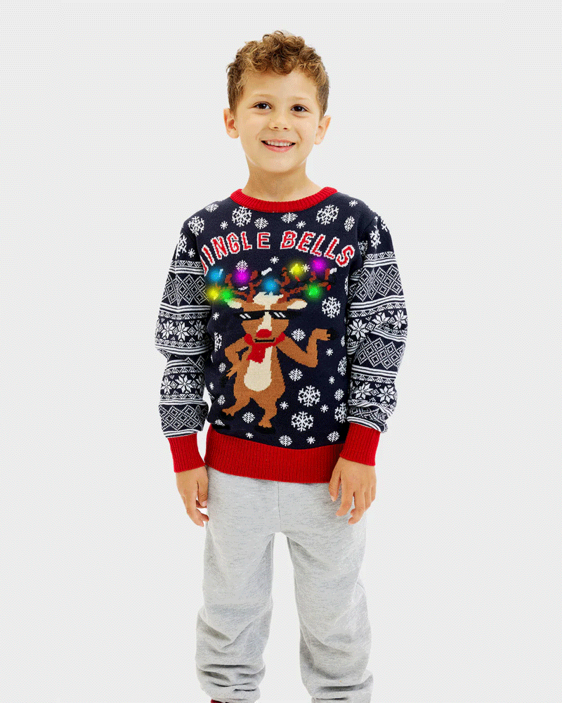 Camisola de Natal Luzes LED para Menino Jingle Bells