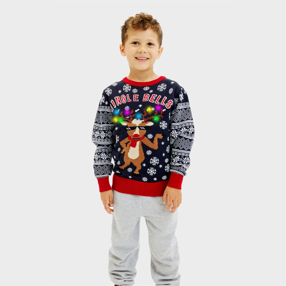Camisola de Natal Luzes LED para Menino Jingle Bells