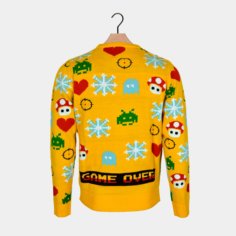 Camisola de Natal Casal Luzes LED Pai Natal Gamer