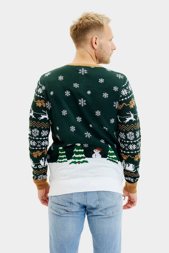 Homem Camisola de Natal com Luzes LED para Santa is Coming to Town