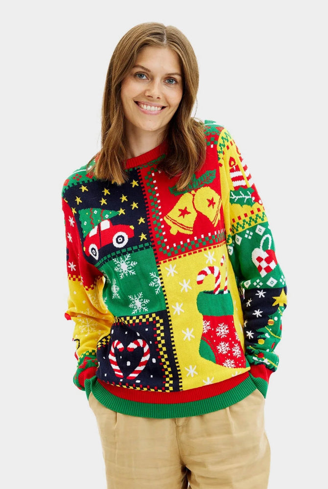 Camisola de Natal para Mulher em Algodão Orgânico Patchwork