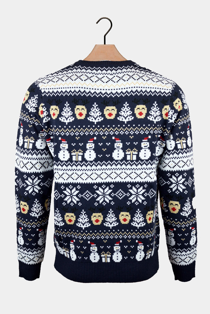 Camisola de Natal Árvores para Mulher Azul Bonecos de Neve