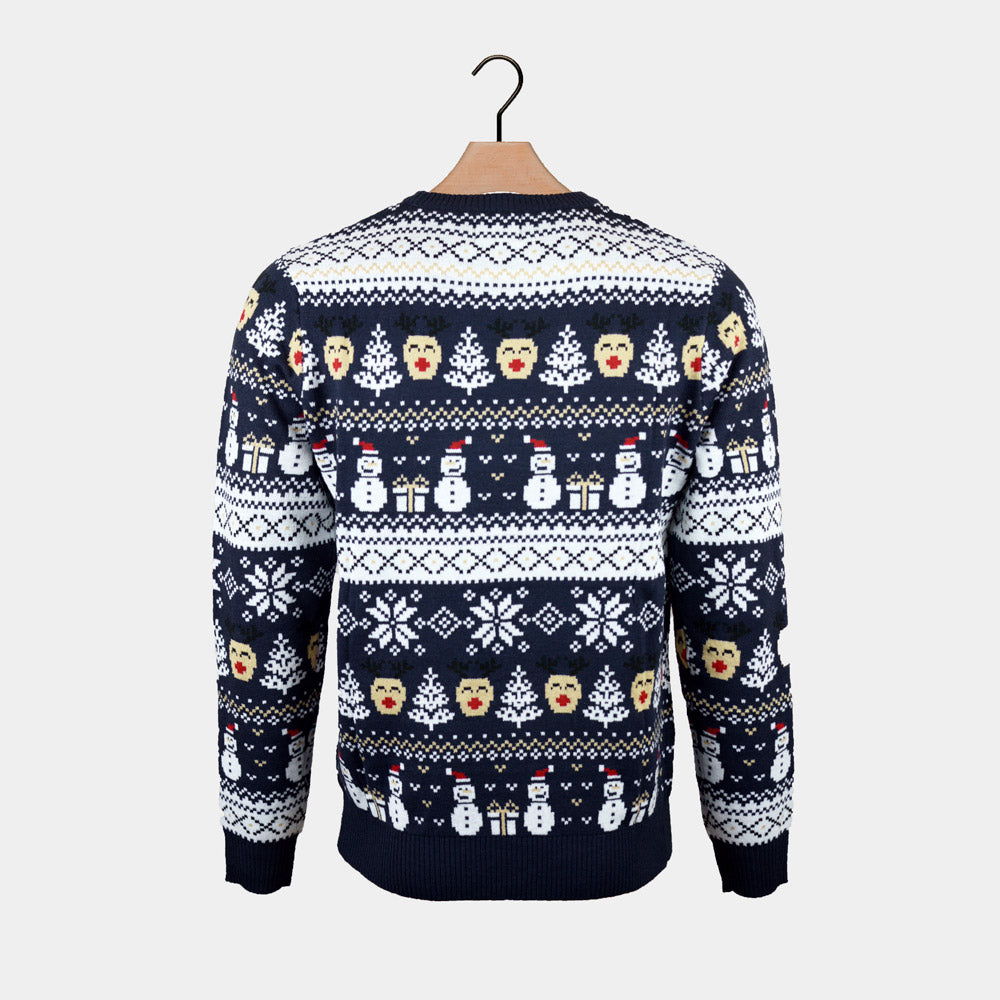 Camisola de Natal Árvores para Mulher Azul Bonecos de Neve