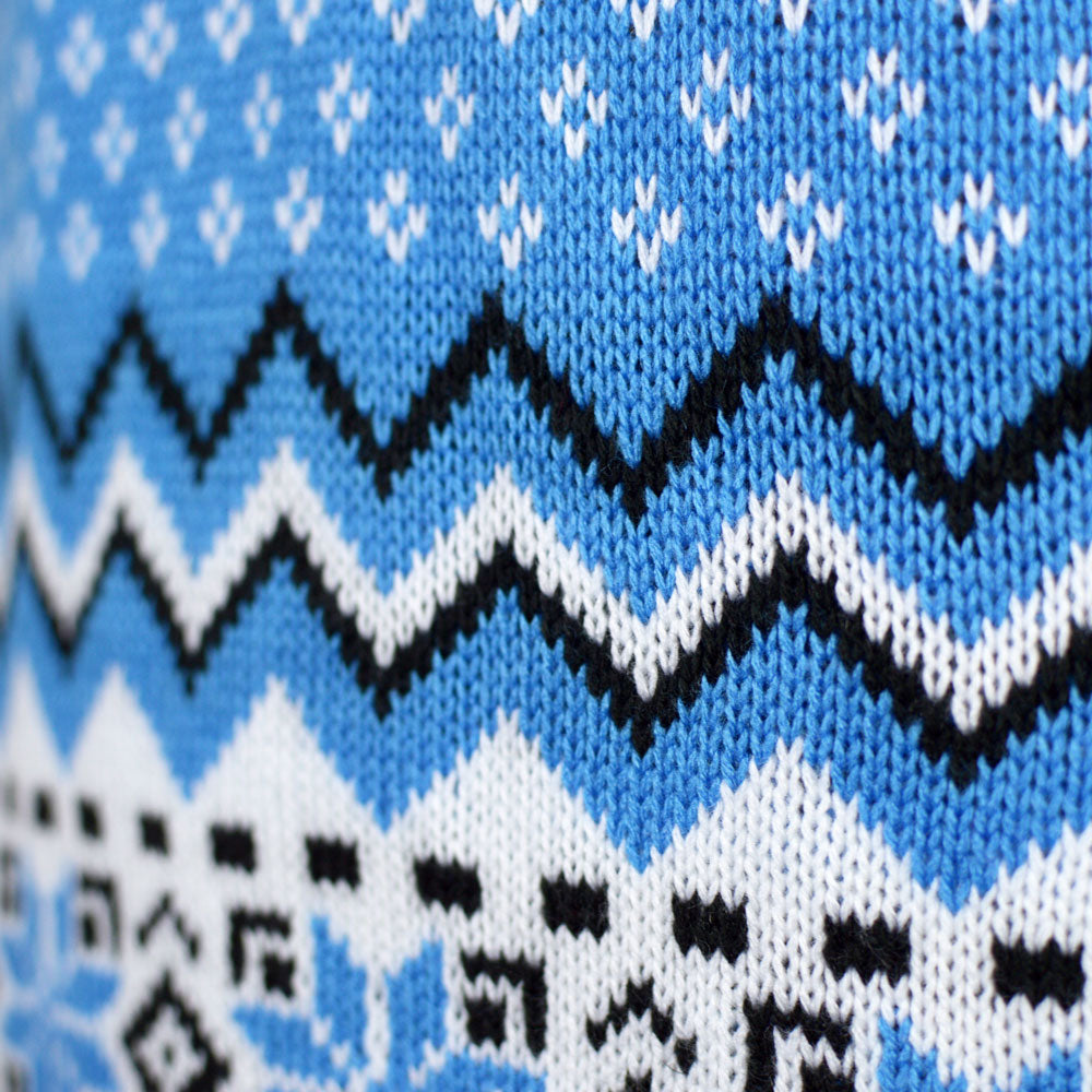 Camisola de Natal Mulher Branca, Cinza e Azul Renas Elegante