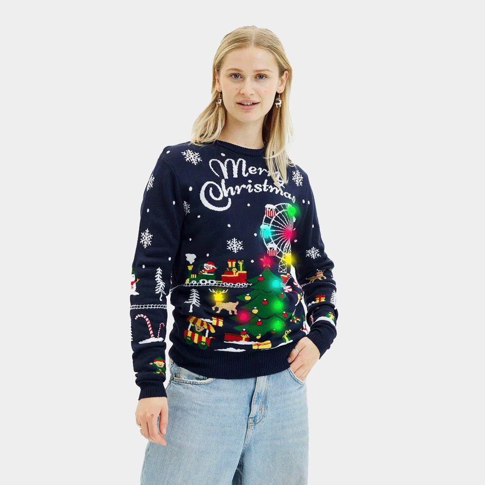 Camisola de Natal para Mulher com Luzes LED Feira de Natal