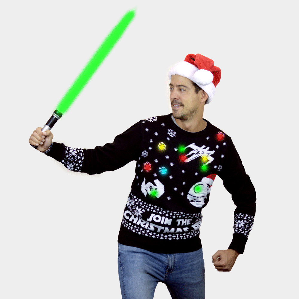Camisola de Natal Mulher Star Wars Luzes LED Join the Christmas Side Homem