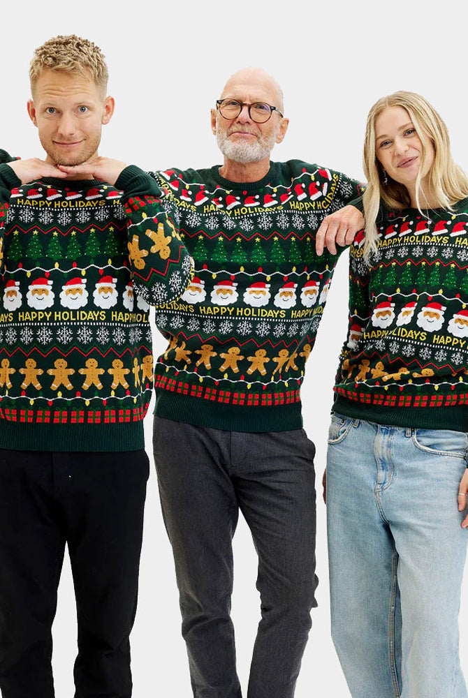 Camisola de Natal para Mulher Verde Happy Holidays Homem