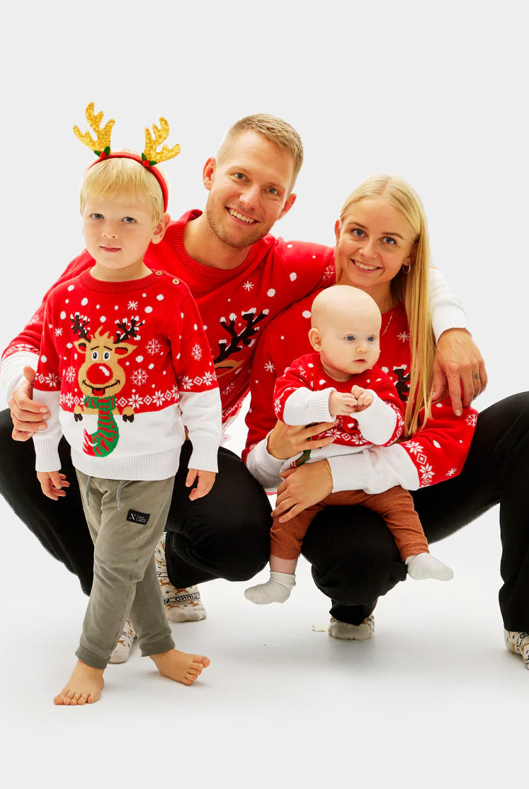 Camisola de Natal para Família Rena com Cachecol