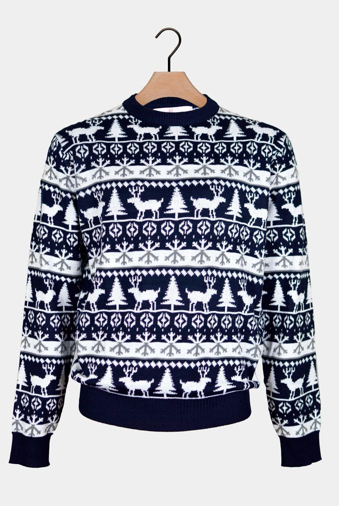 Camisola de Natal Casal com Pinheiros, Renas e Neve