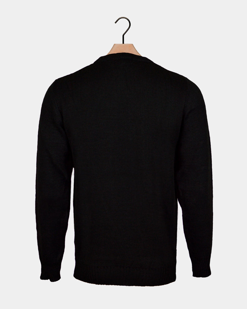 Camisola de Natal Preta Pai Natal e Rena à Procura de Trabalho