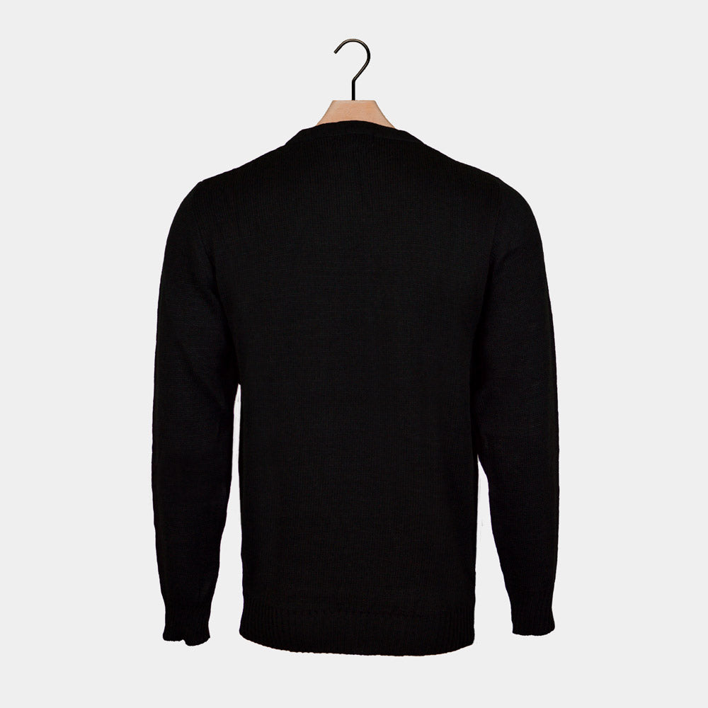 Camisola de Natal Preta Pai Natal e Rena à Procura de Trabalho