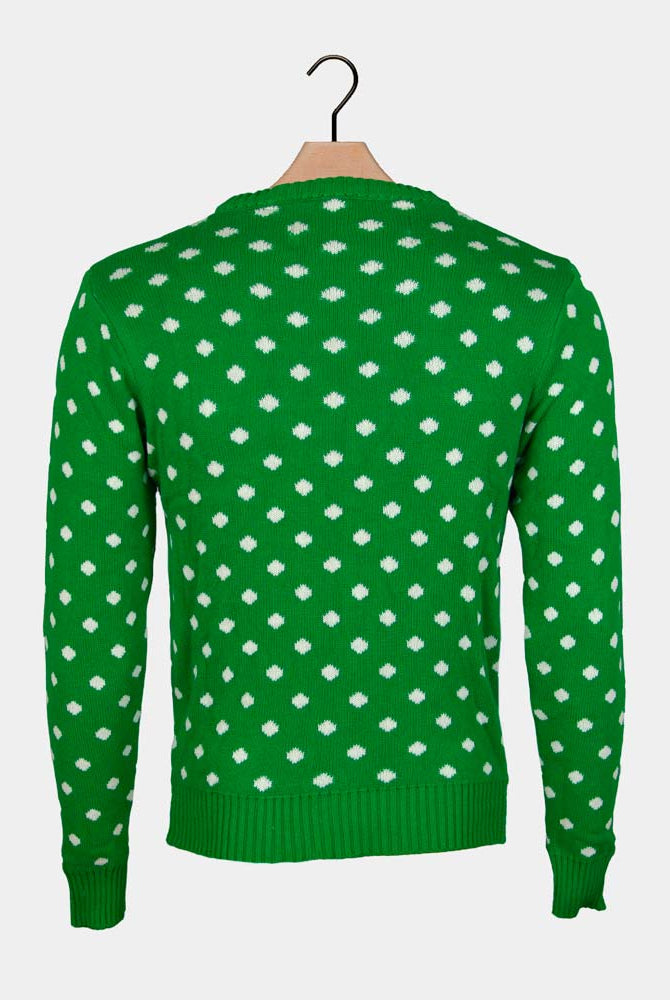 Camisola de Natal Casal Verde Rena Gorro 3D