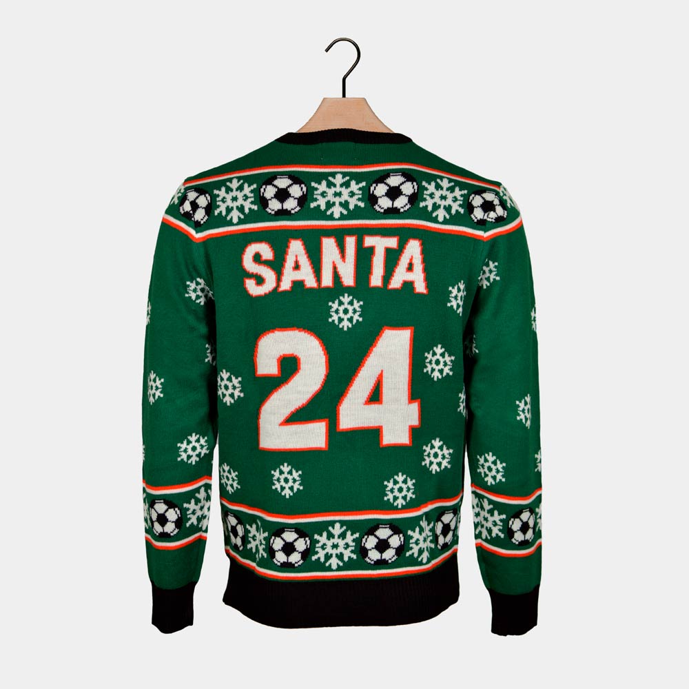 Pai Natal jogando Futebol Camisola de Natal para Casal Verde