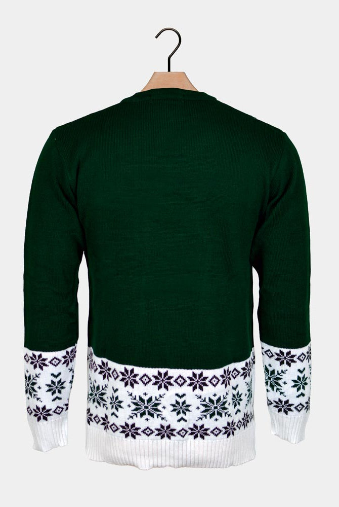 Camisola de Natal Homem Verde Rena Patinadora