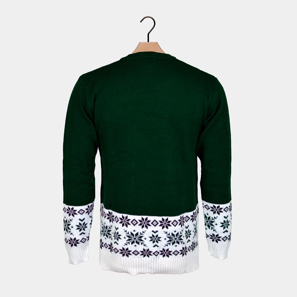 Camisola de Natal Homem Verde Rena Patinadora