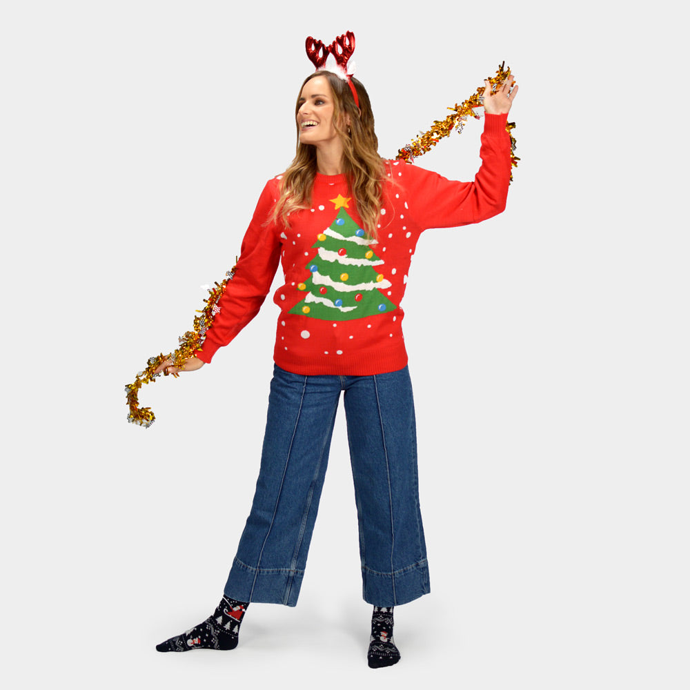 Camisola de Natal Vermelha Árvore de Natal para Mulher