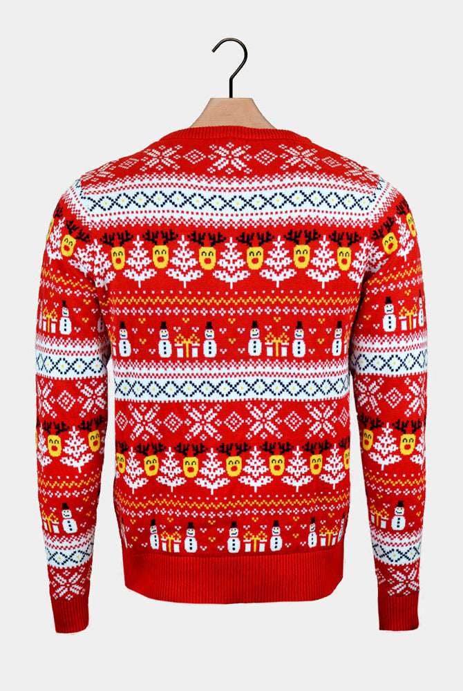Camisola de Natal Neve Vermelha Bonecos Árvores Algodão Orgânico Casal