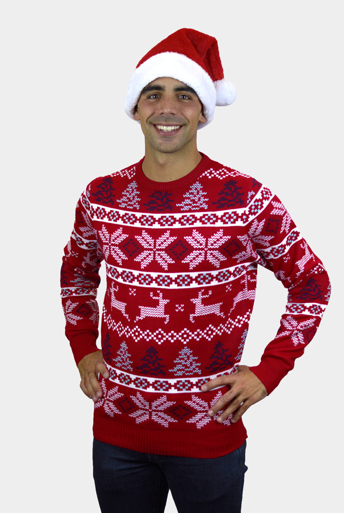 Camisola de Natal Vermelha Clássica Estrelas Polares Homem