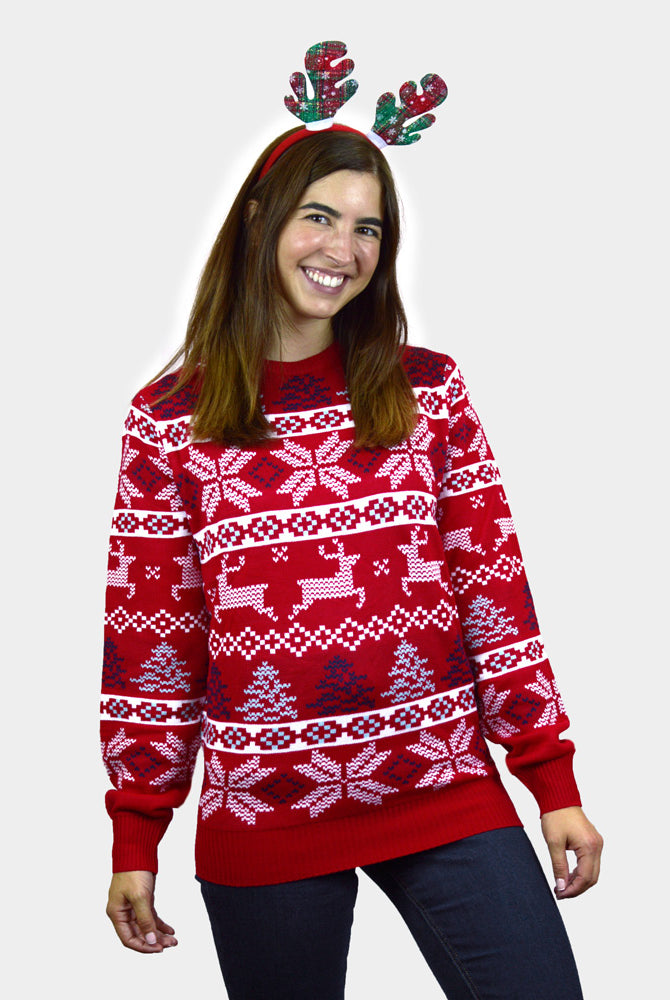 Camisola de Natal Vermelha Clássica Estrelas Polares Mulher