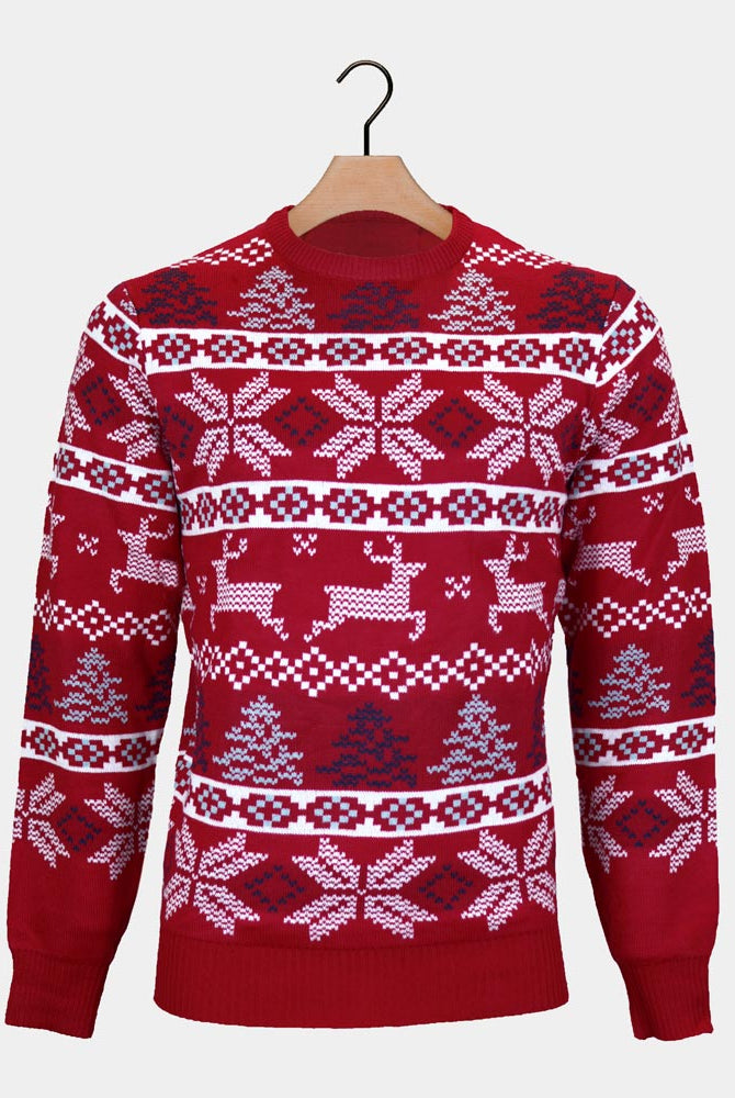Camisola de Natal Vermelha Clássica Estrelas Polares