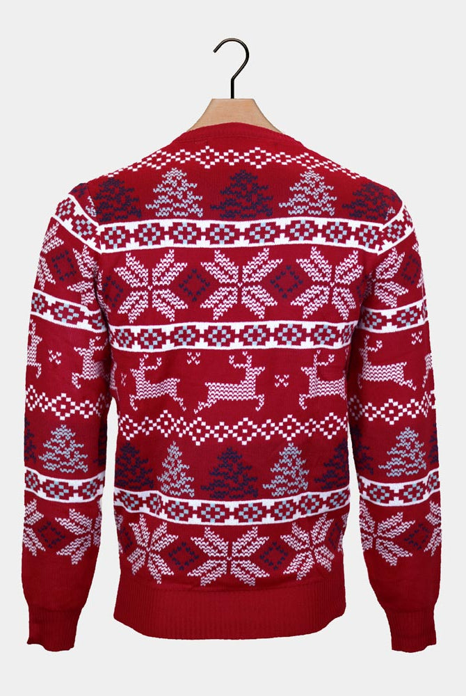 Camisola de Natal Vermelha Clássica para Família Estrelas Polares Costas