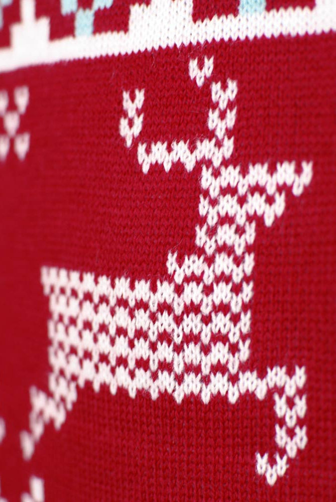 Camisola de Natal Vermelha Clássica para Família Estrelas Polares Rena