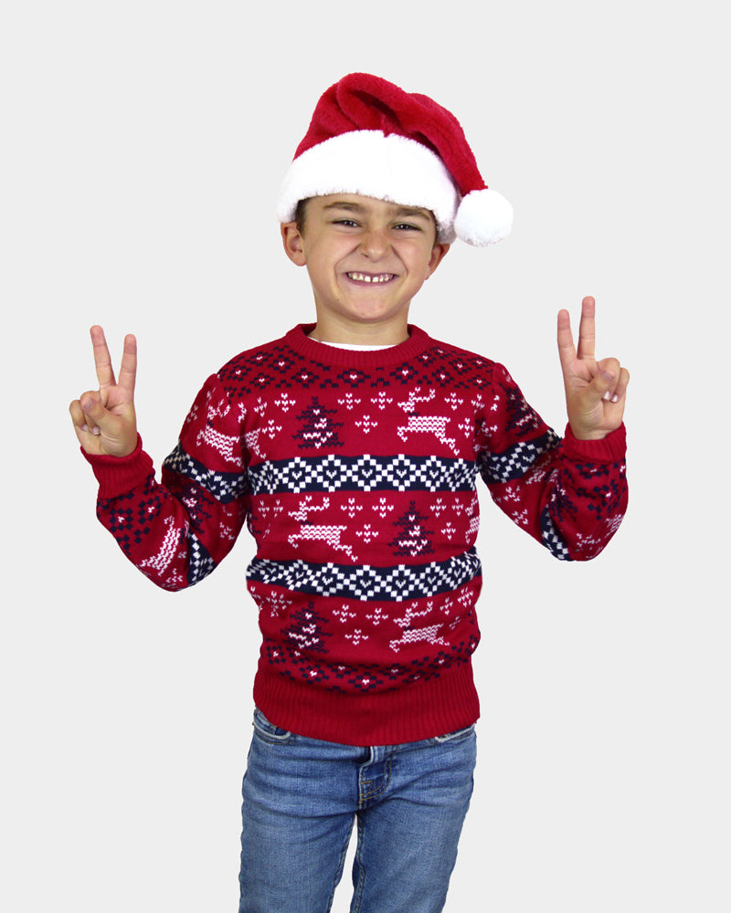 Camisola de Natal Vermelha para Família Canadá menino