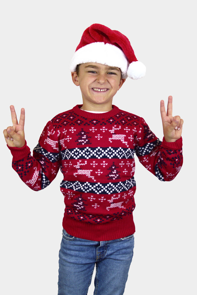 Camisola de Natal Vermelha para Família Canadá menino