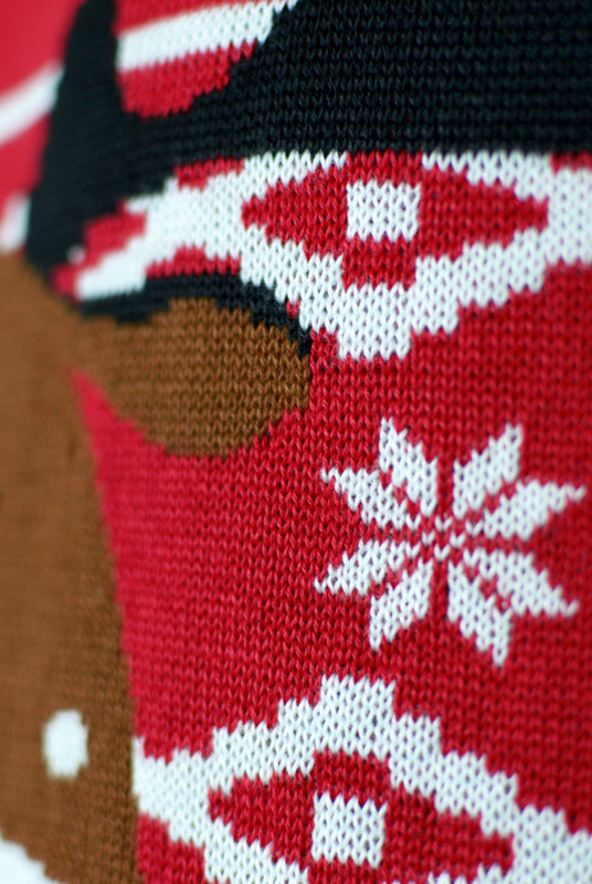 Camisola de Natal Vermelha para Família Rena Rudolph Cachecol detalhe 2