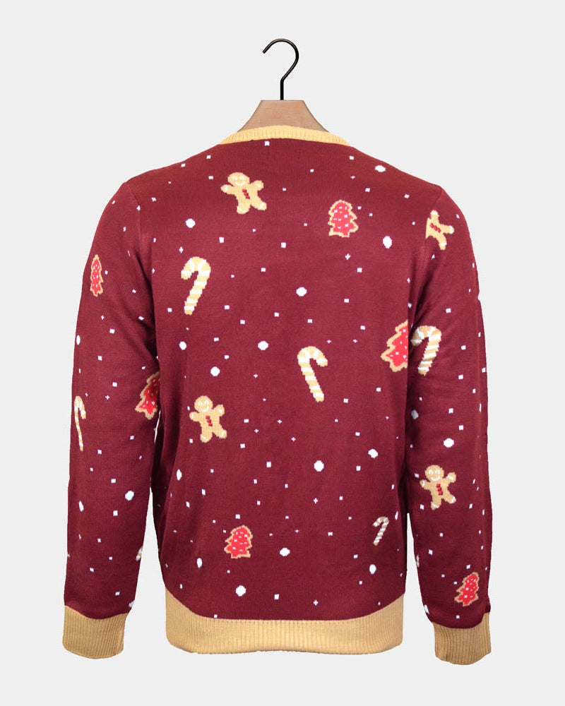 Camisola de Natal Vermelha com Luzes LED Ginger Cookie costas